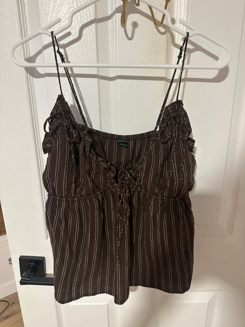 wild fable Brown Striped Tie-Front Spaghetti Strap Tank